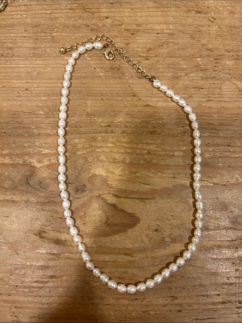 Classic Pearl Necklace with Gold Accents - White Pearls